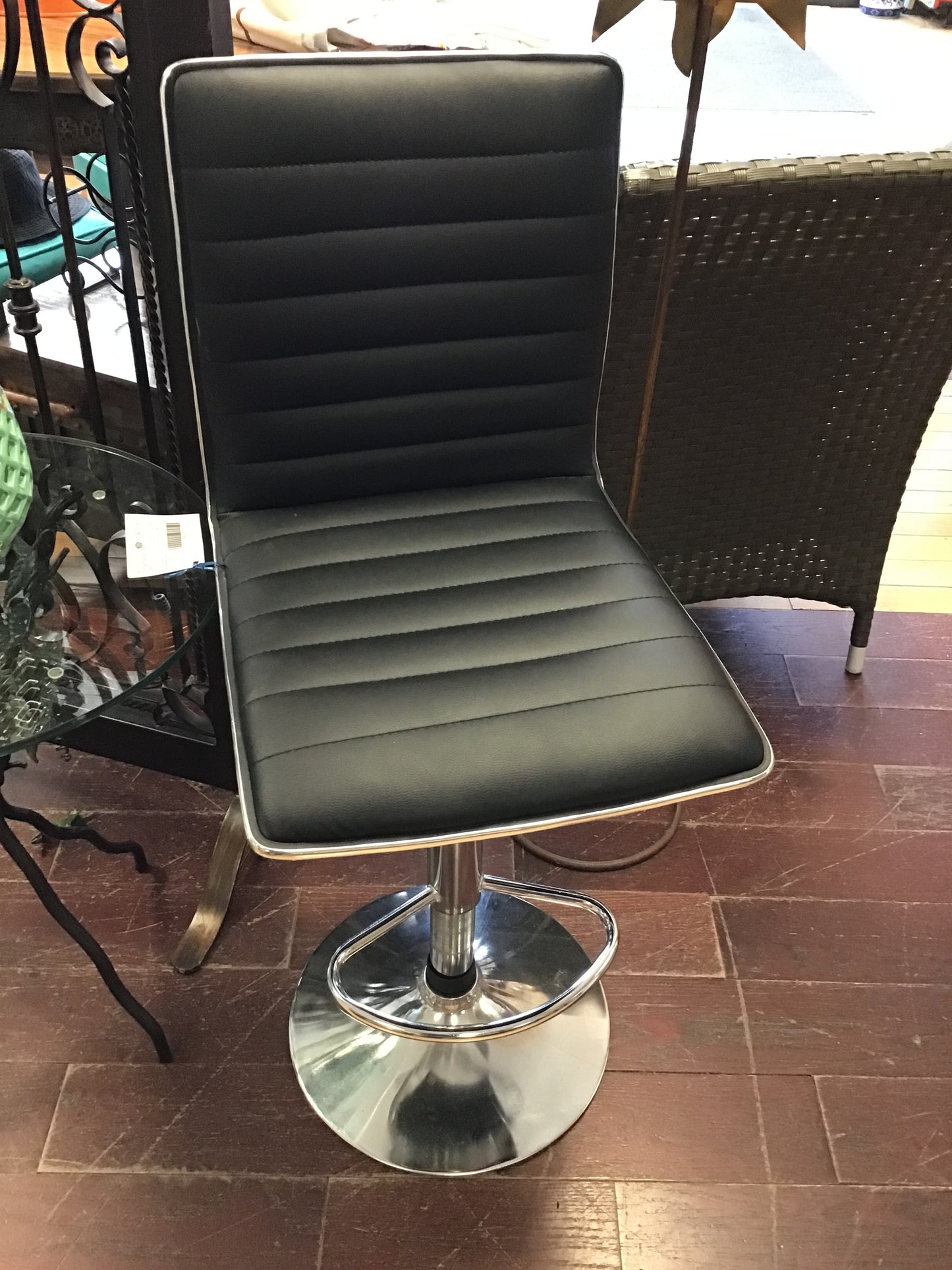 Black Faux Leather Counter Stool