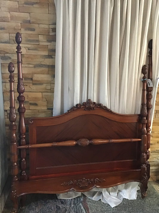 Antique Villarboito Co Carved Bed Frame