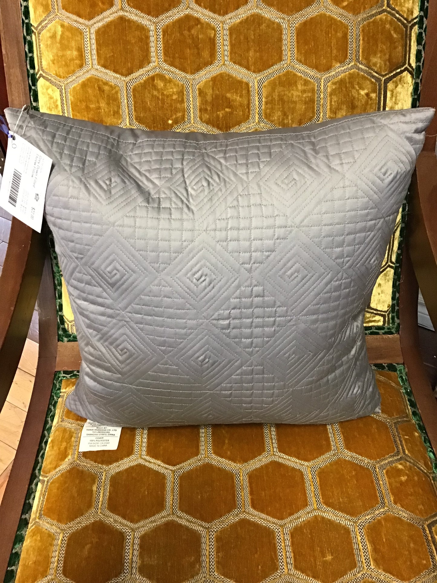 Grey Down Filled Throw Pillow