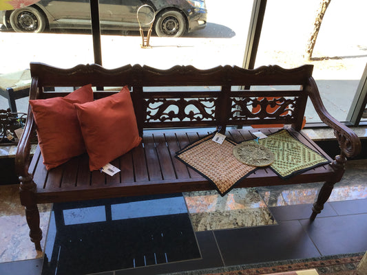 Handmade Carved Rosewood Bench