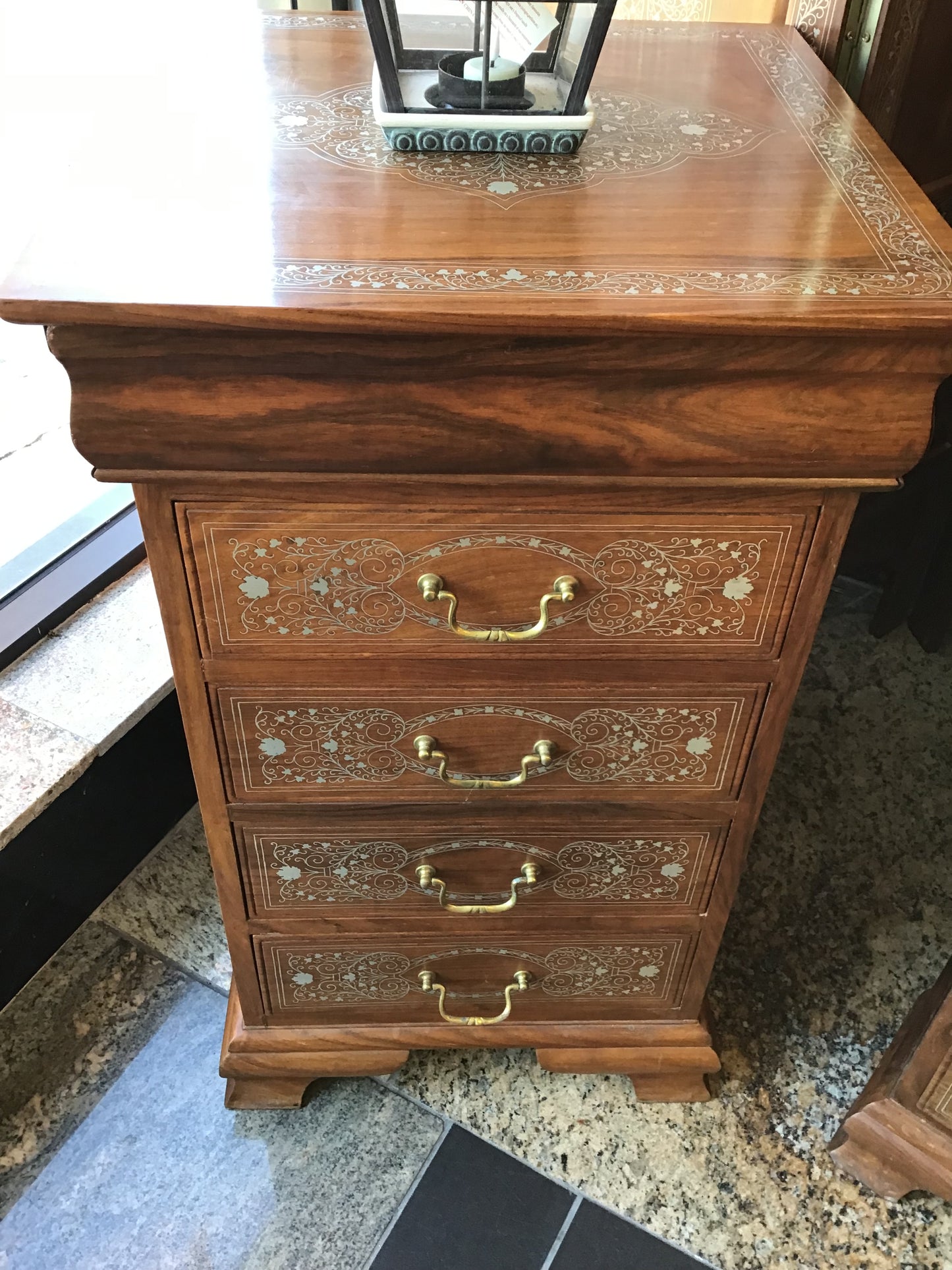 Gorgeous Brass Inlay Night Table
