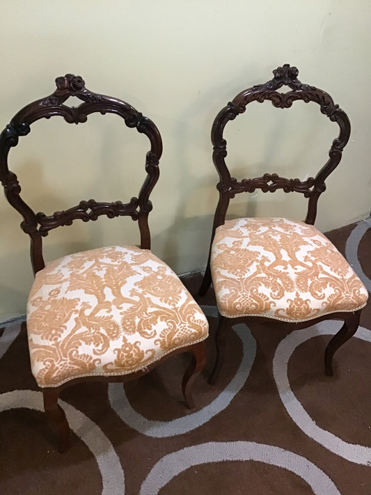 Pair Vintage Fortuny Dining Chairs