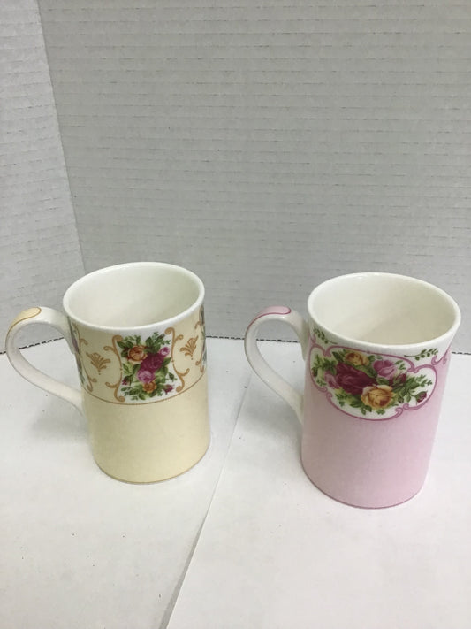 Pair Royal Albert 'Rose Cameo' Mugs