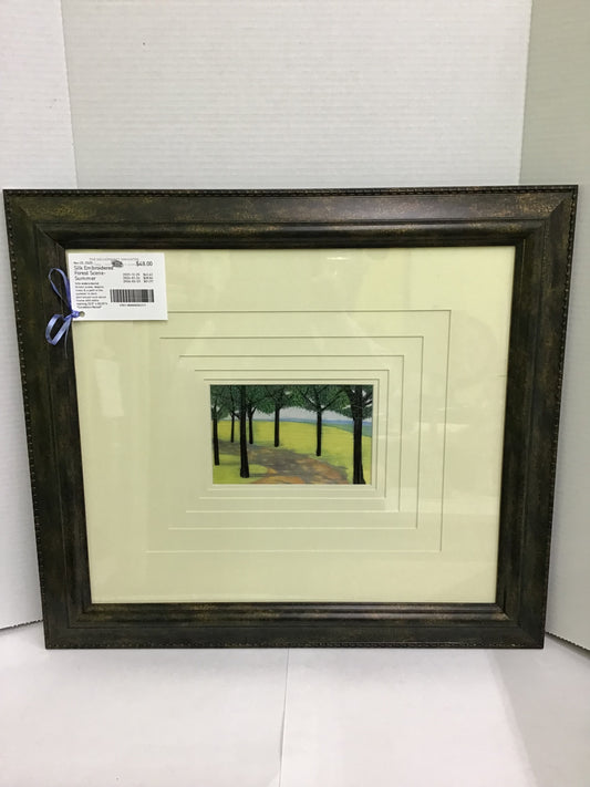 Silk Embroidered Forest Scene- Summer