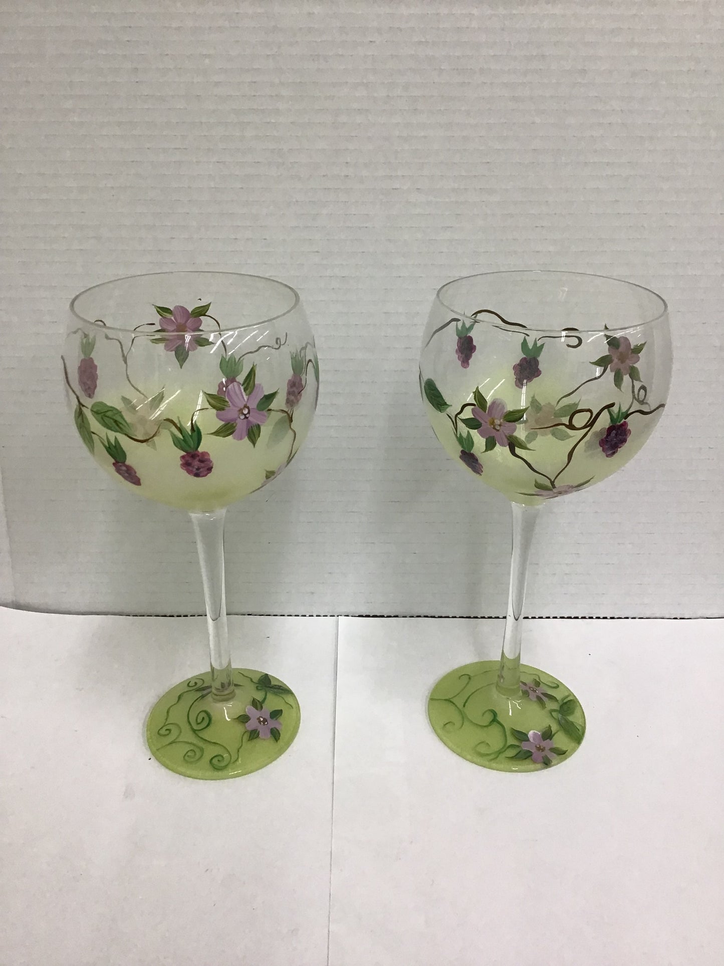 Pair Hand Painted Wine Glasses