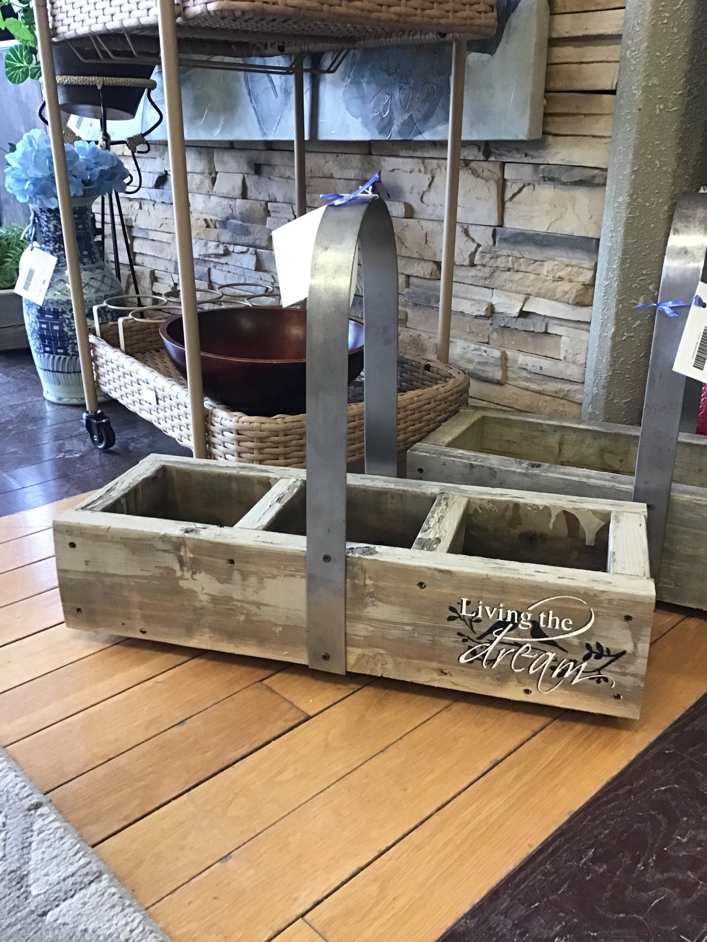NEW! Wood Basket- Living The Dream