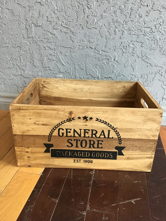 New! Natural Wood Crate- General Store