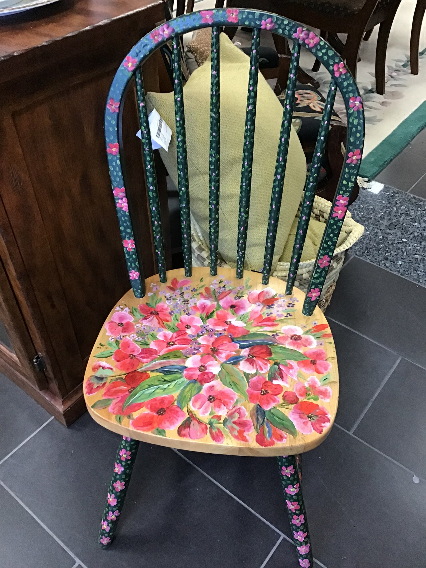 Cute! Hand Painted Floral Dining Chair