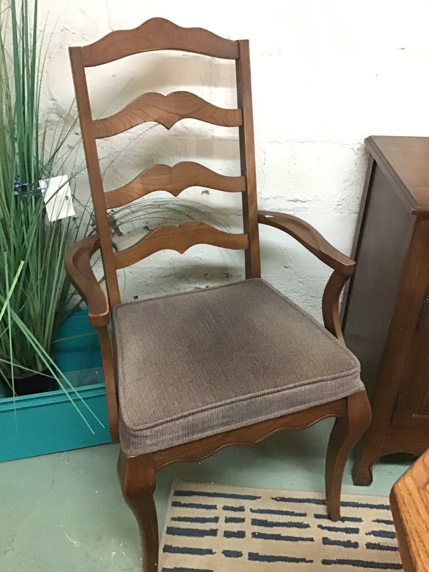 Dark Wood Dining Chair w Arms