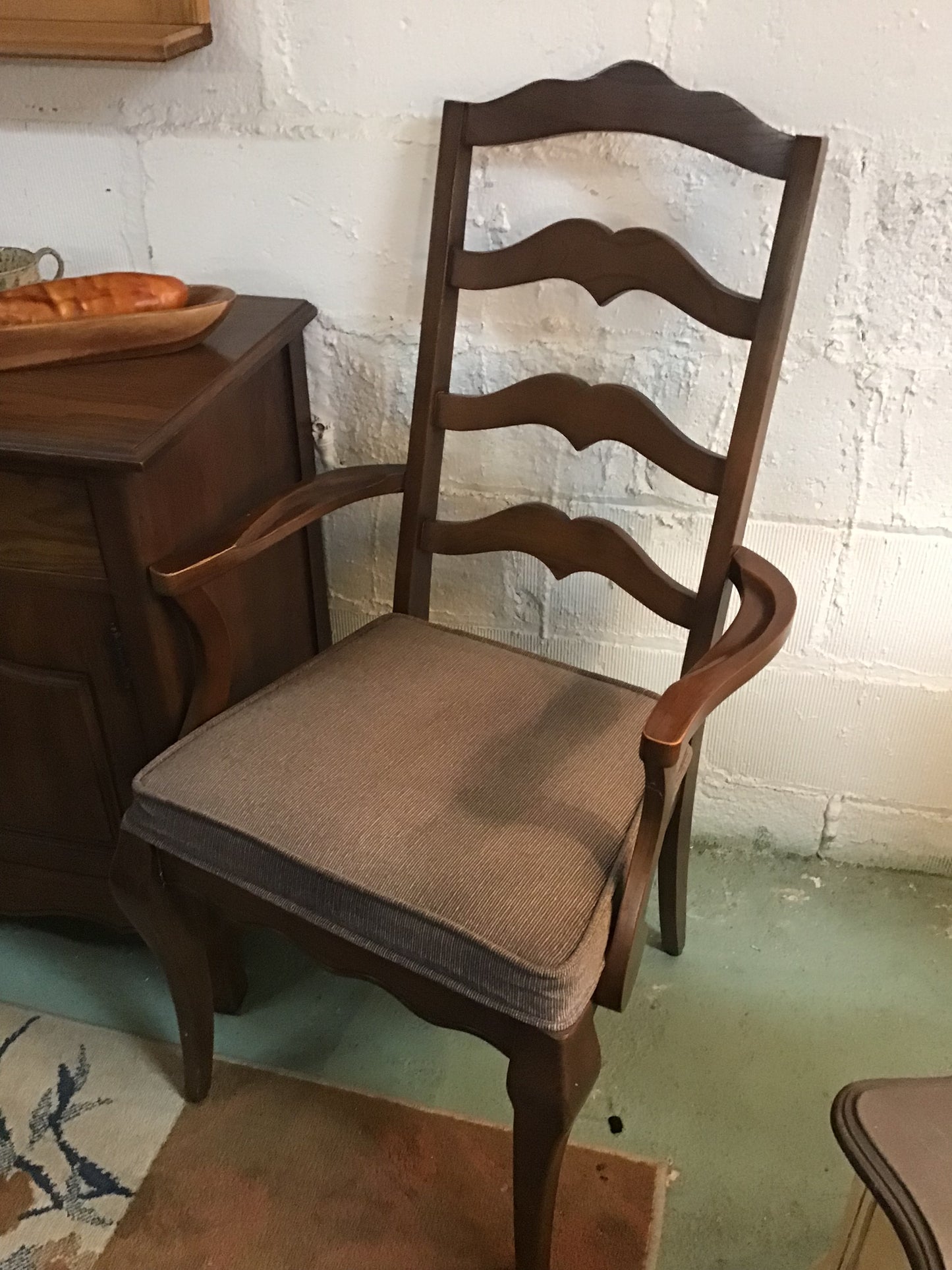 Dark Wood Dining Chair w Arms
