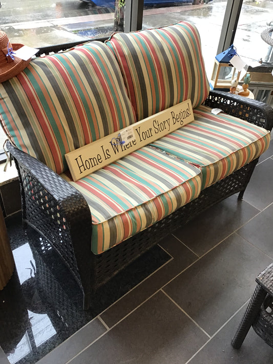 Grey Acrylic Wicker Outdoor Patio Loveseat