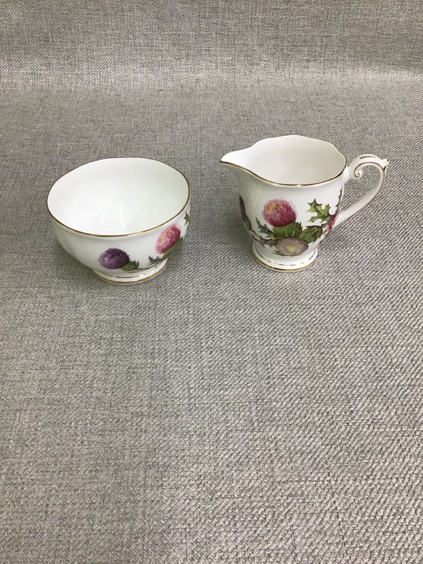 'Dundee Thistle' Cream & Sugar Bowl