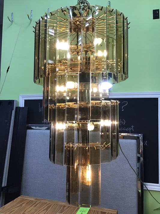Rose 'Rhapsody' Gold Beveled Glass Chandelier