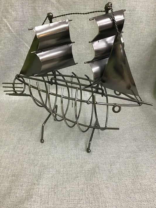 Metal Ship Wine Holder