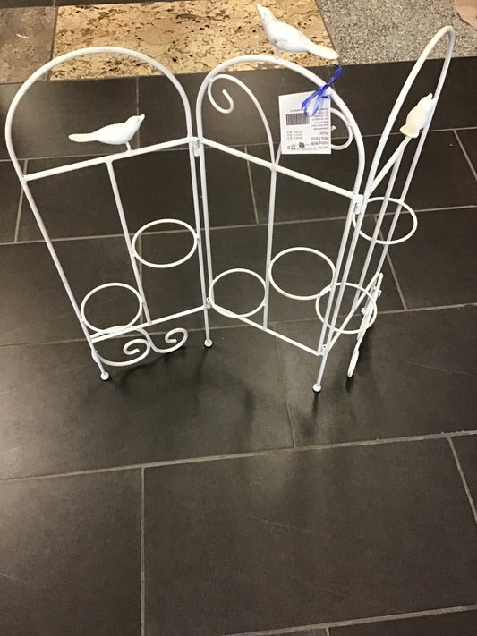 Folding White Metal Planter Holder