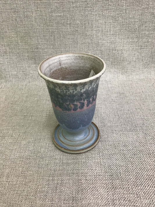 Deborah Doran Teal Blue & Pink Pottery Vase