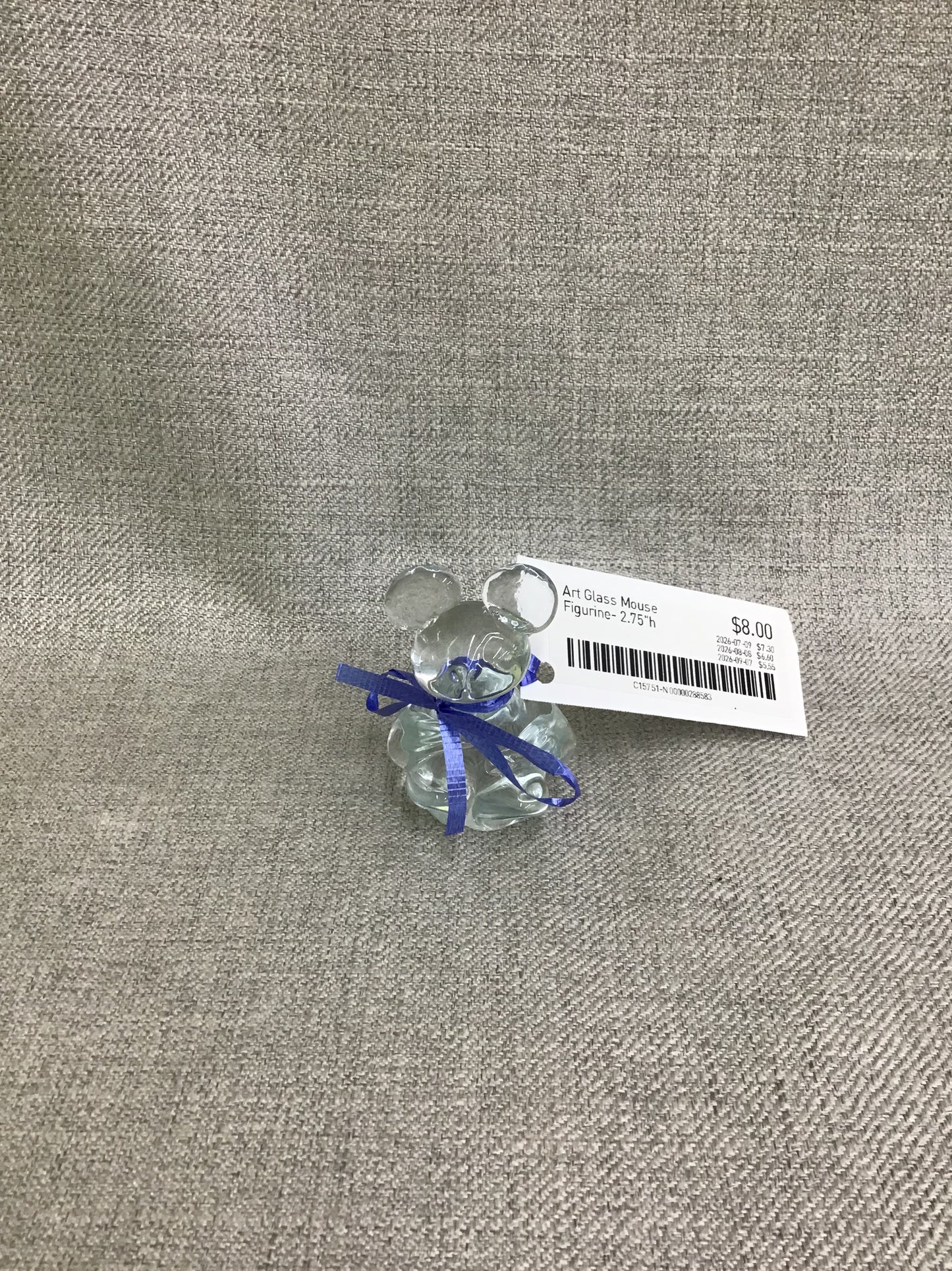 Art Glass Mouse Figurine- 2.75"h