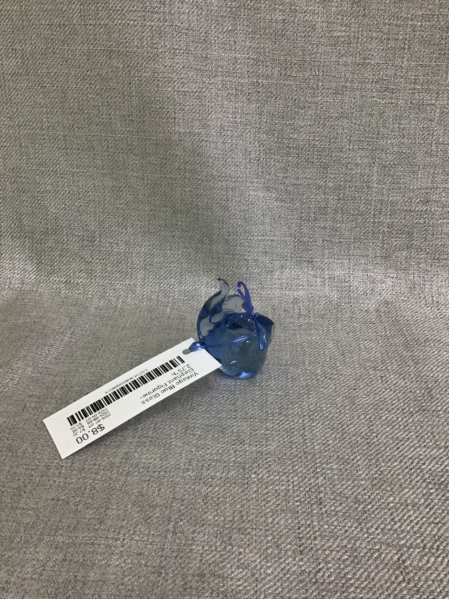 Vintage Blue Glass Elephant Figurine- 2.75"h
