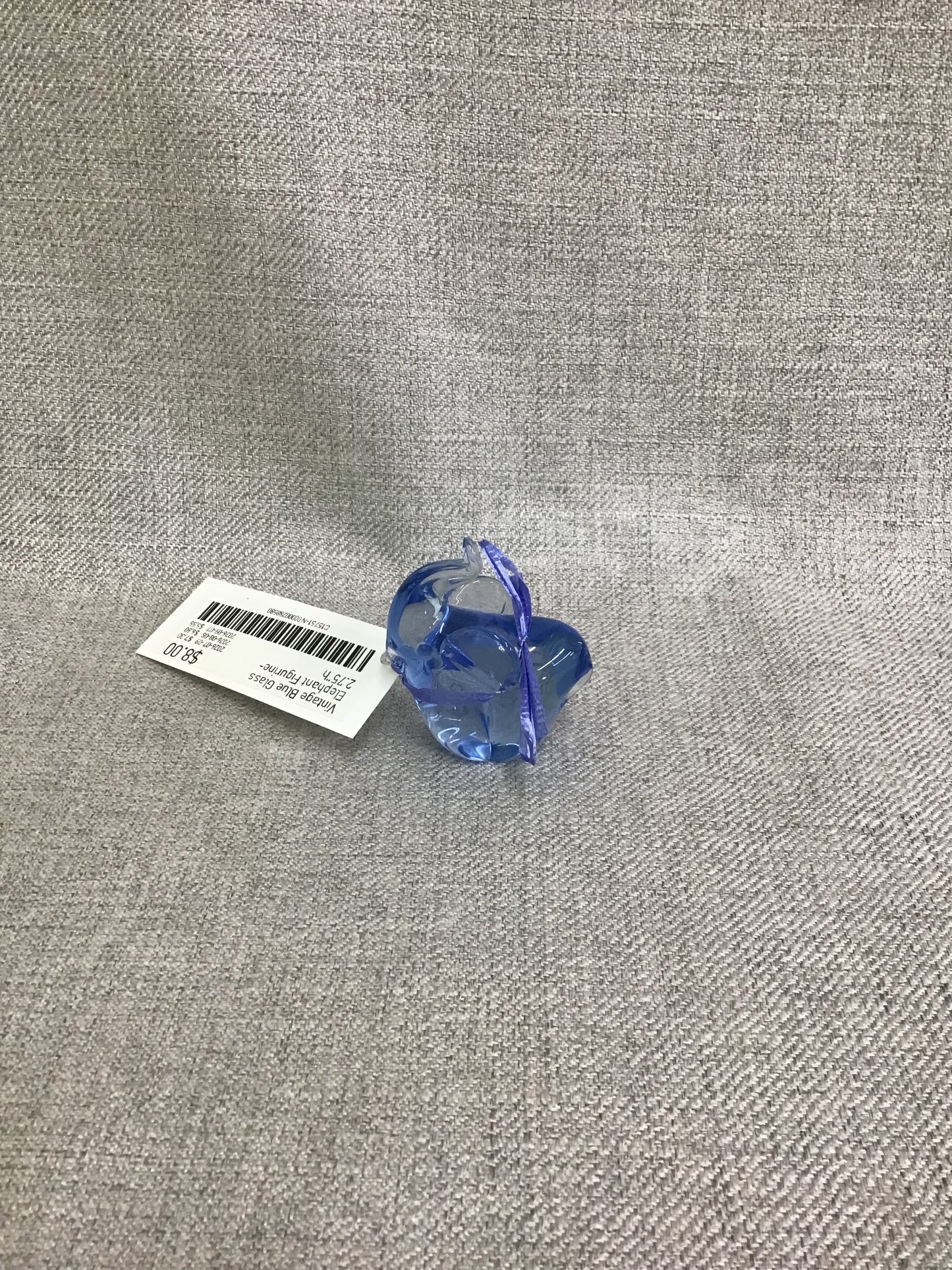 Vintage Blue Glass Elephant Figurine- 2.75"h