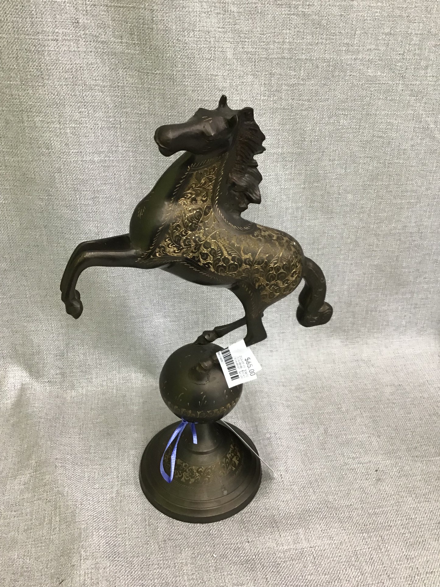 Vintage Bronze Engraved Horse Statue