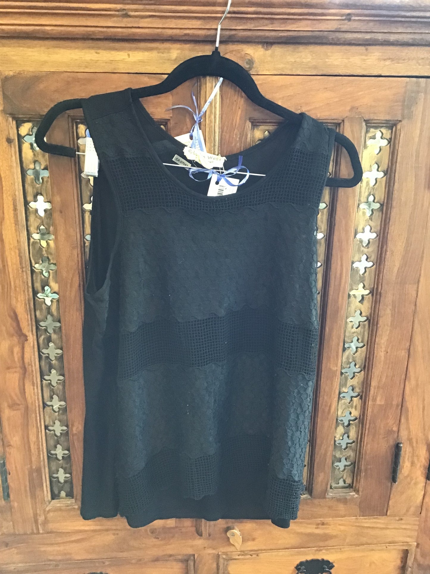 Studio West Black and Lace Tank Top