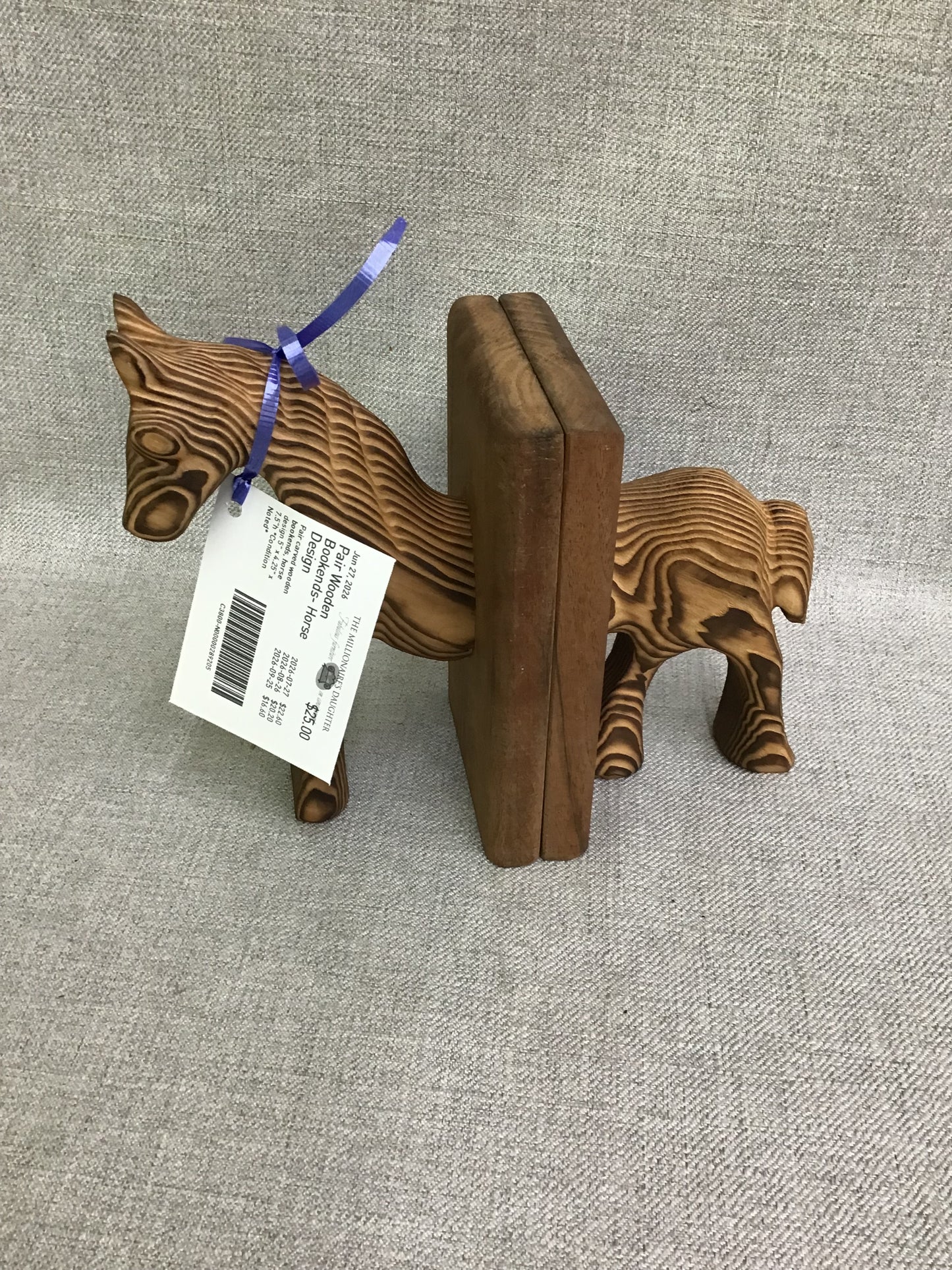 Pair Wooden Bookends- Horse Design