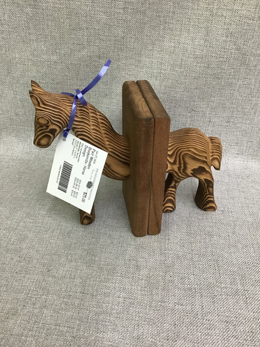 Pair Wooden Bookends- Horse Design