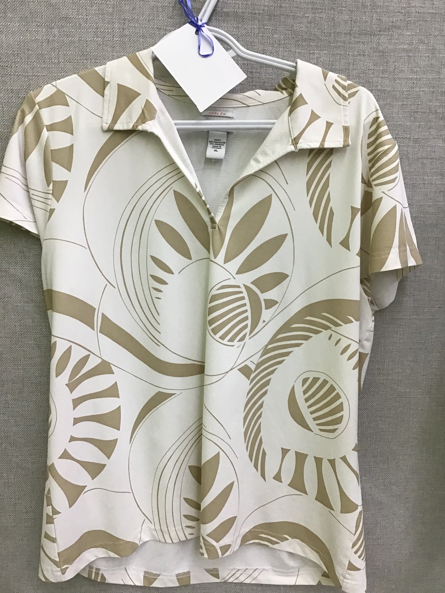 Cool Fx White and Beige Print Polo Shirt