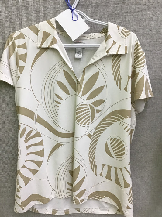 Cool Fx White and Beige Print Polo Shirt
