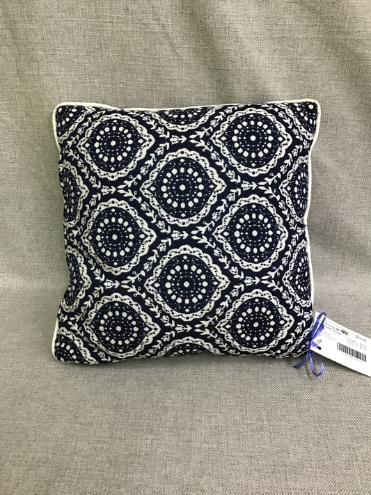 Navy Blue & White Patterned Throw Pillow