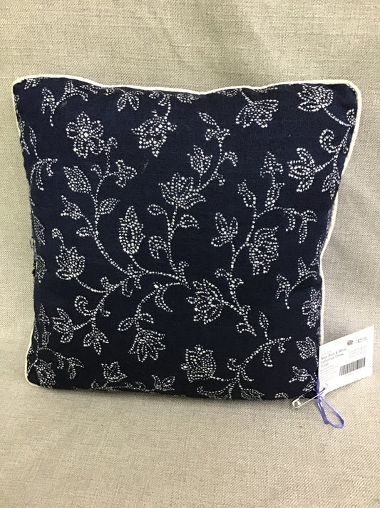 Navy Blue & White Patterned Throw Pillow