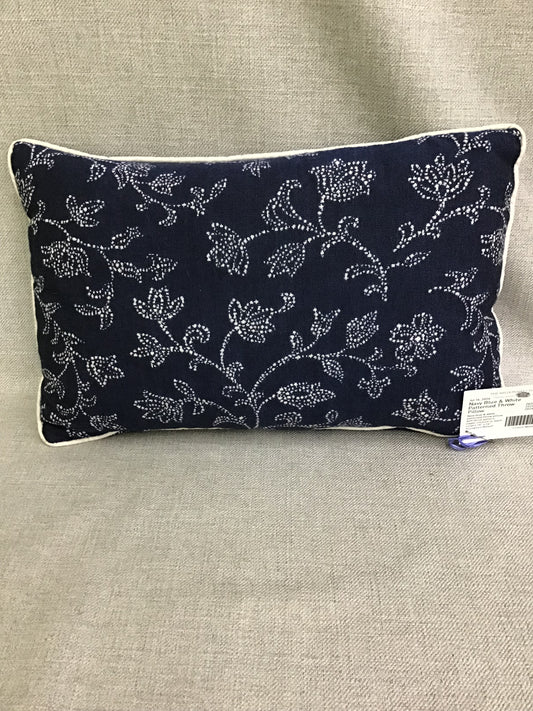 Navy Blue & White Patterned Throw Pillow