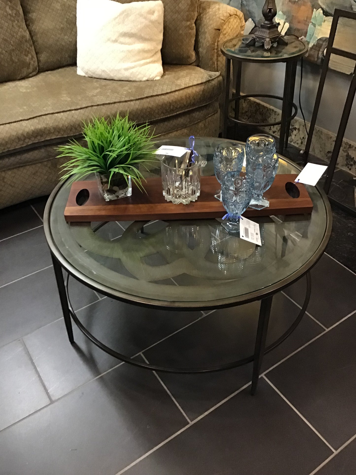 Hillsdale 'Marsala' Round Glass Topped Coffee Table