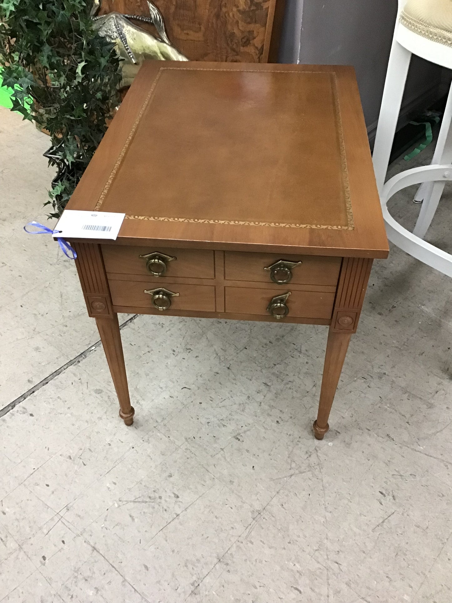 Leather Topped Wooden Side Table