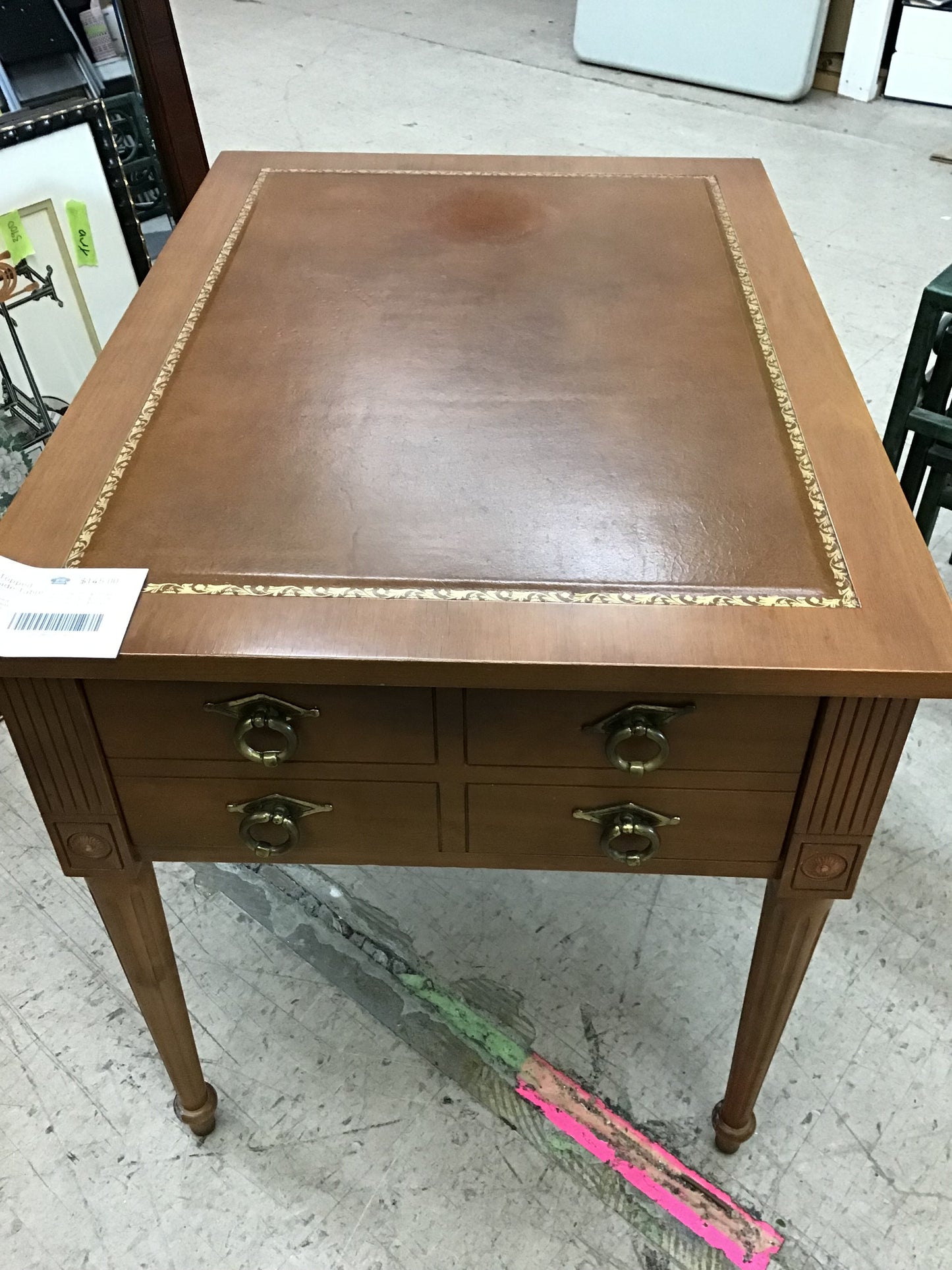 Leather Topped Wooden Side Table