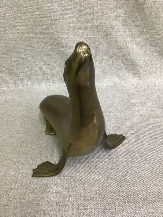 Solid Brass Seal Statue by Heritage Interiors