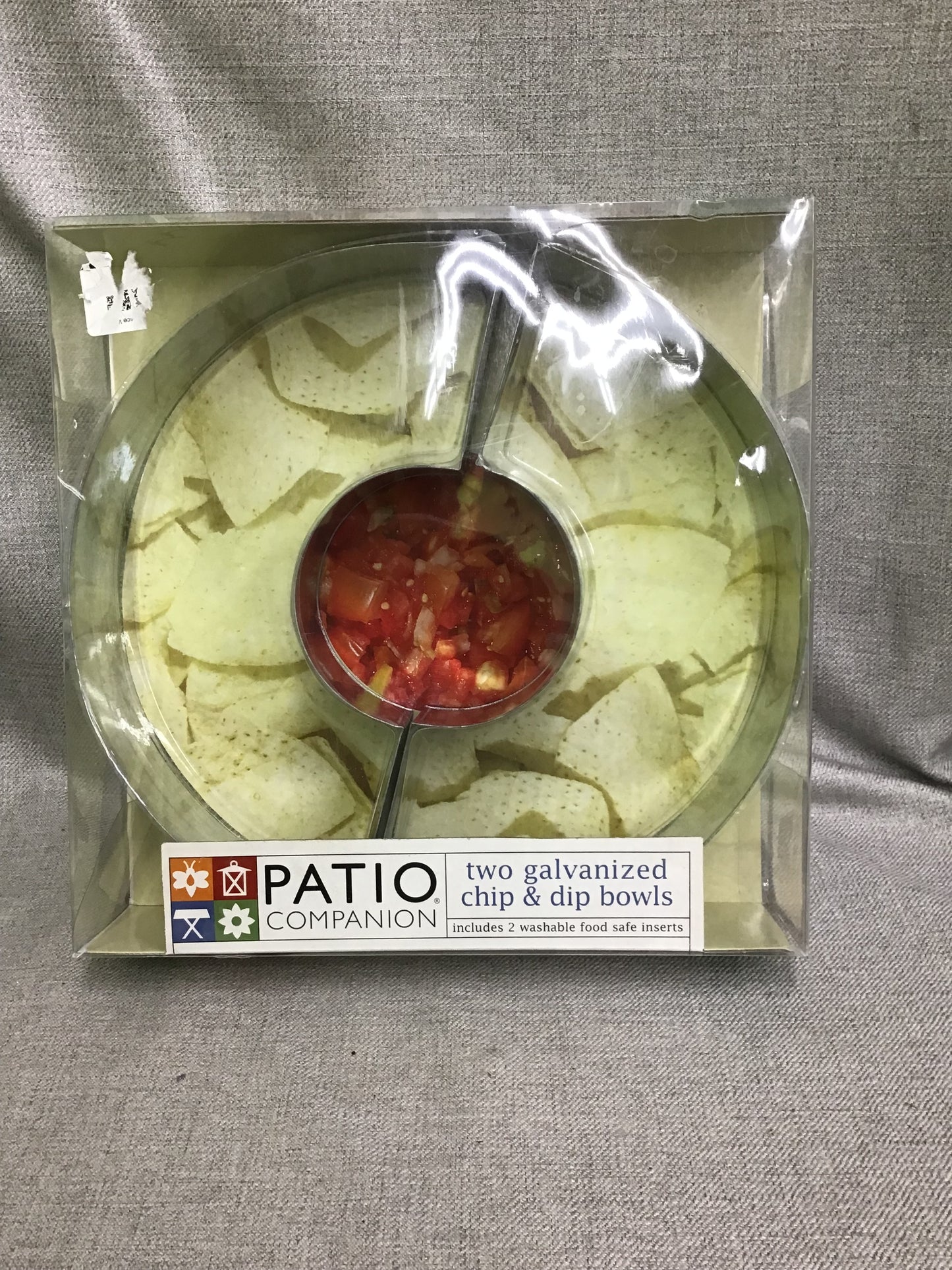 Two Galvanized Chip & Dip Bowl