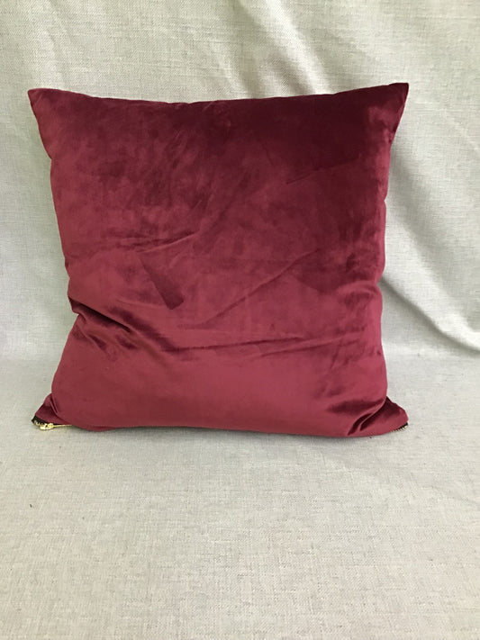Dark Red Velvet Accent Pillow