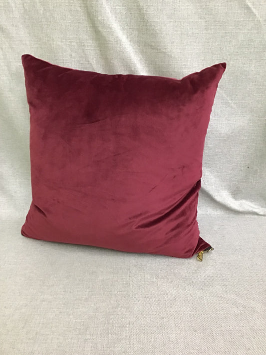 Dark Red Velvet Accent Pillow