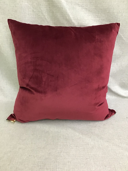 Dark Red Velvet Accent Pillow