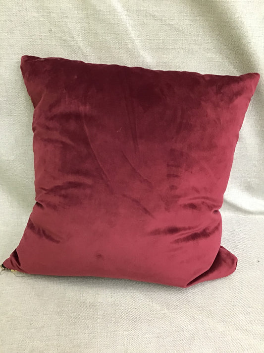 Dark Red Velvet Accent Pillow