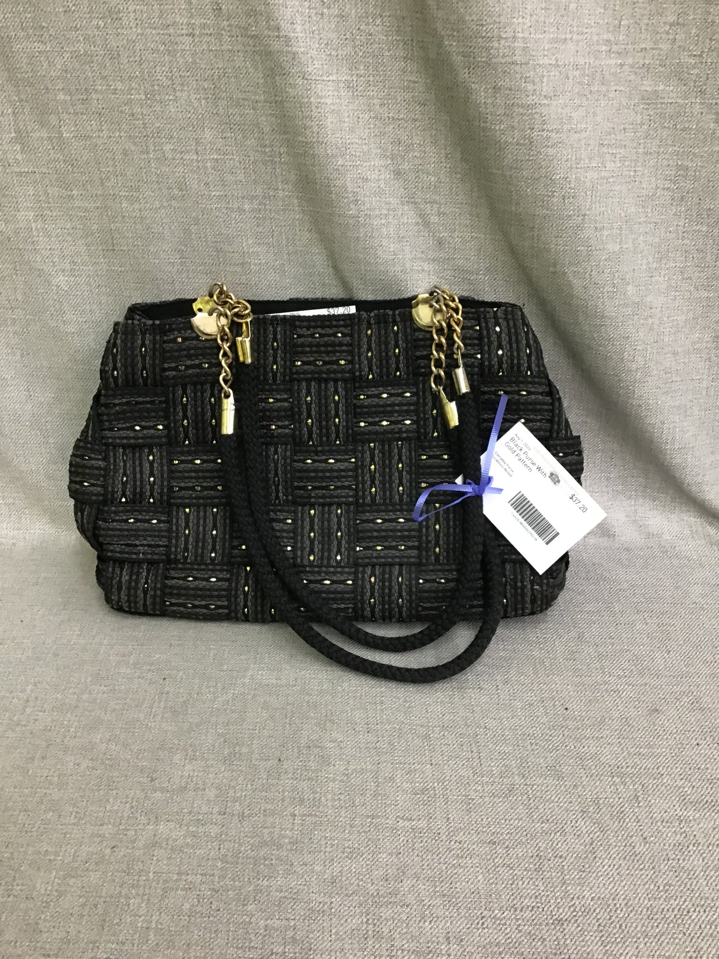 Black Purse With Gold Pattern