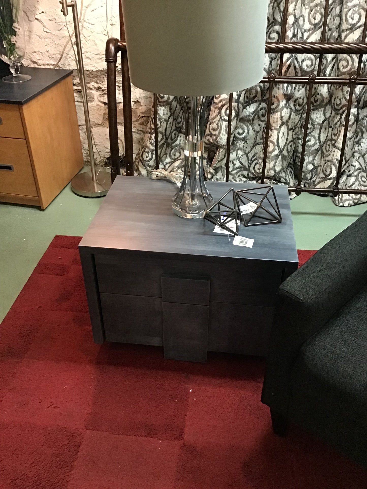 Charcoal Grey Wood Night Table