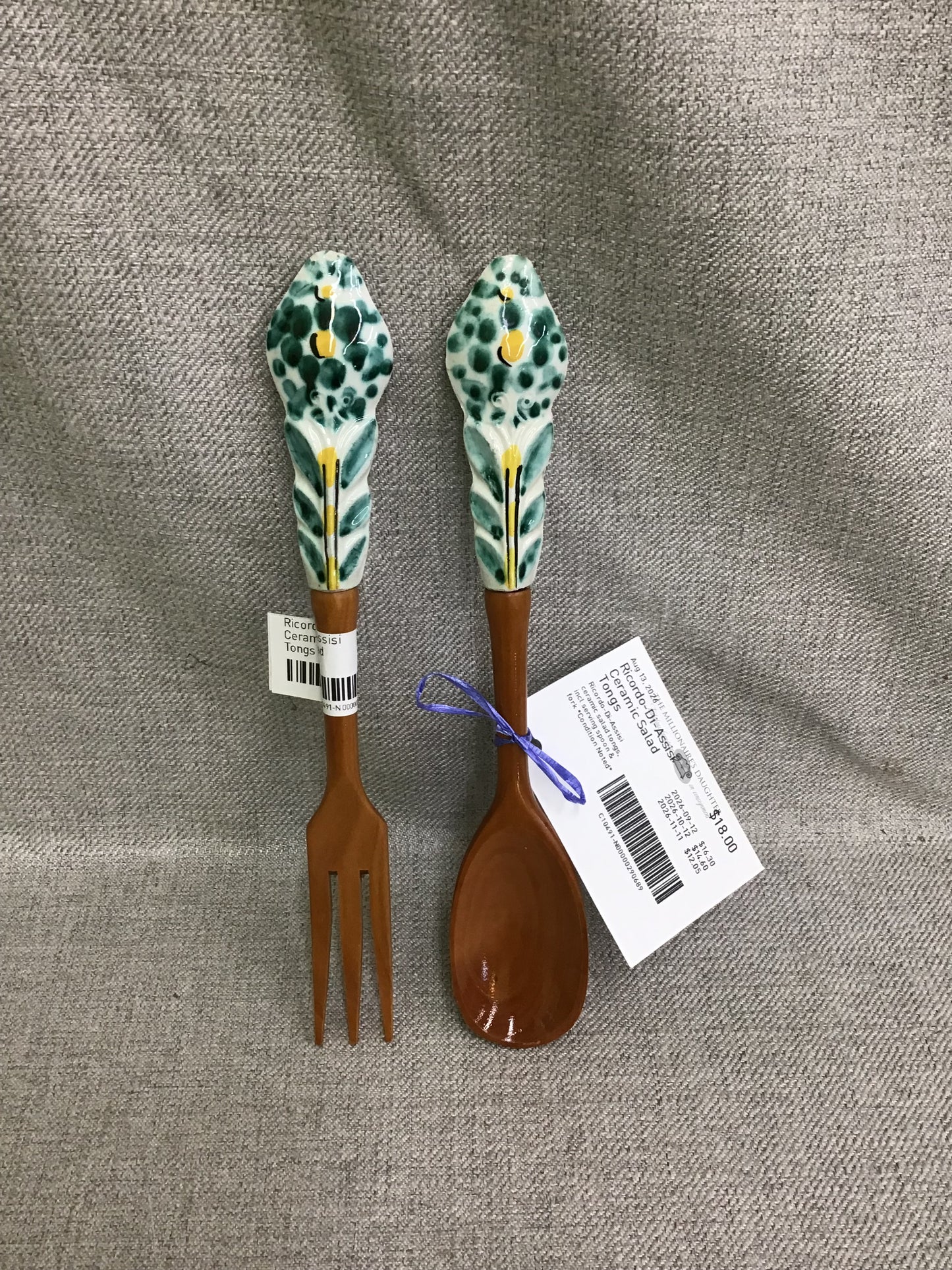 Ricordo-Di-Assisi Ceramic Salad Tongs
