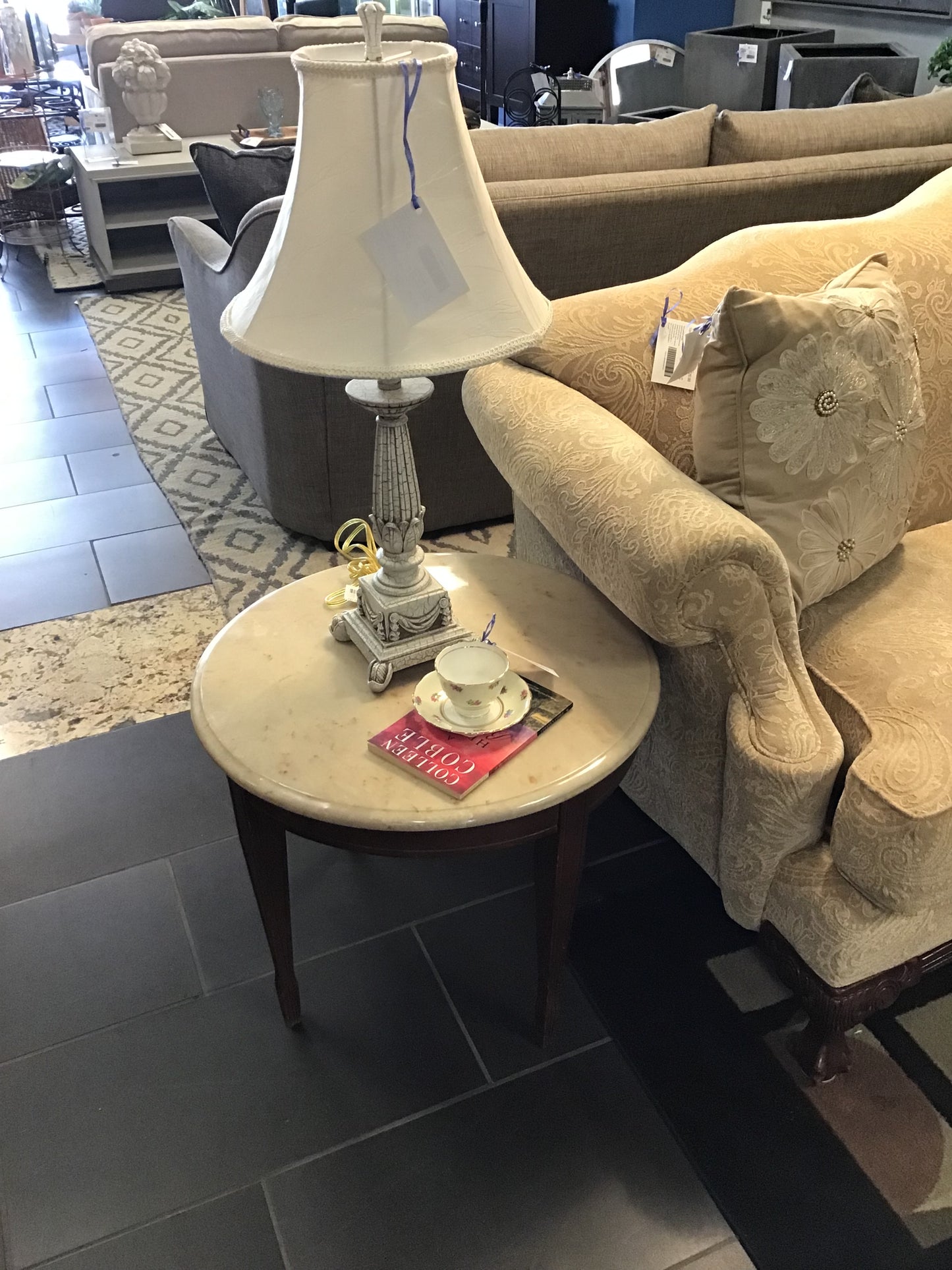 Round Marble Topped Side Table