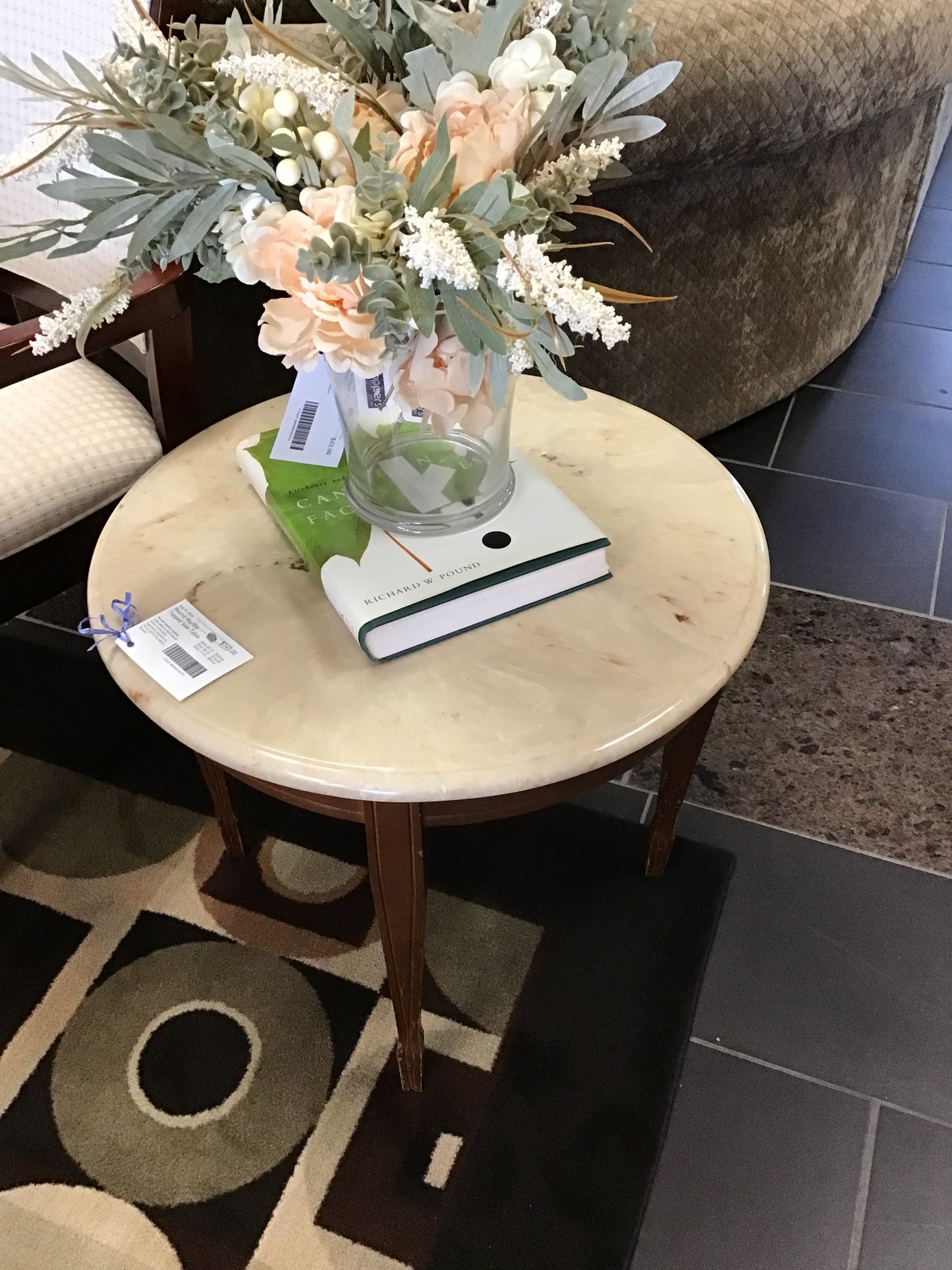 Round Marble Topped Side Table