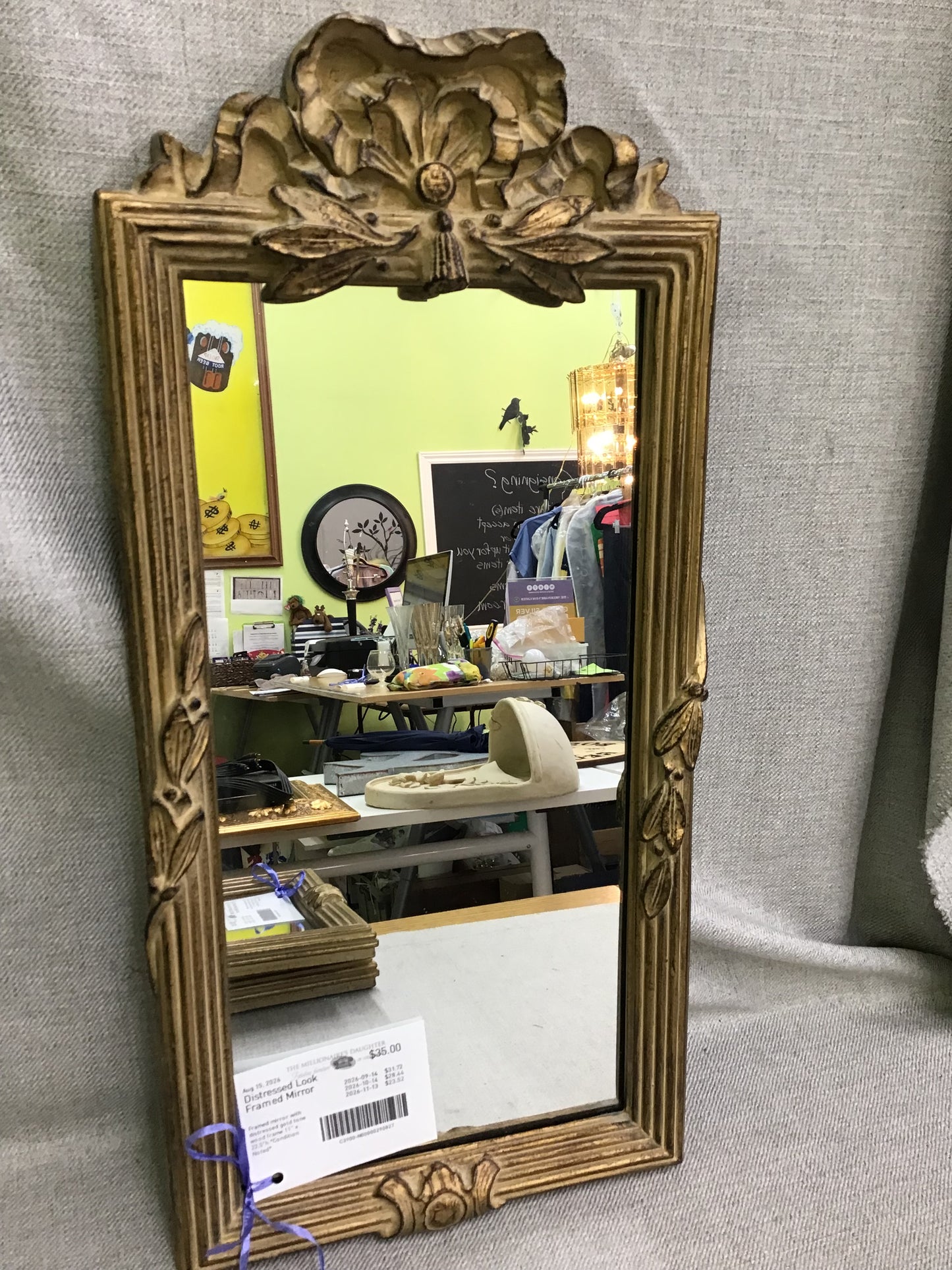 Distressed Look Framed Mirror