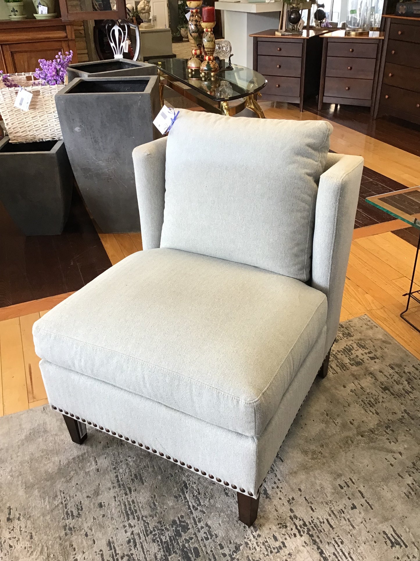 Modern Thomasville Grey Upholstered Armchair