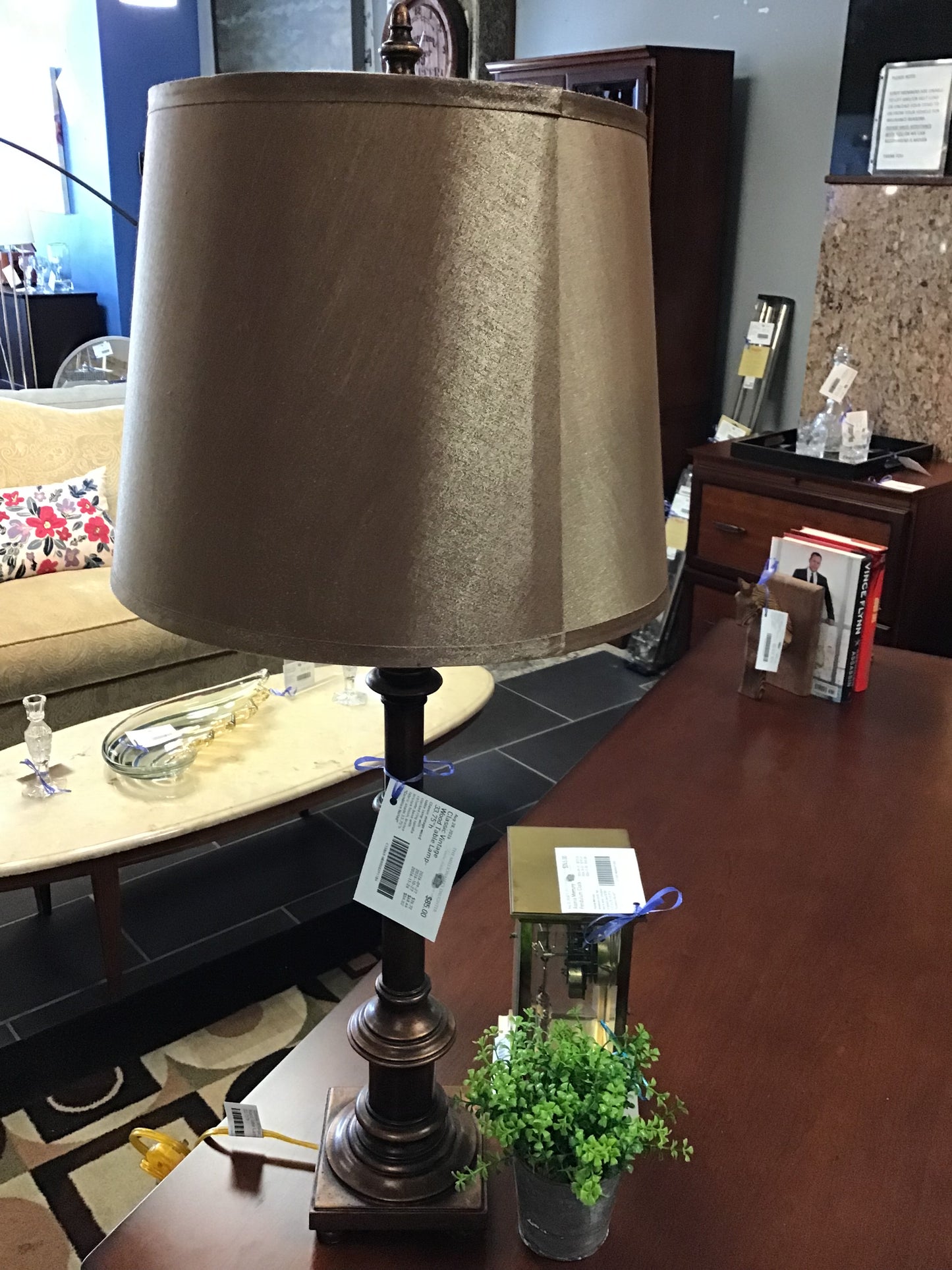 Classic Vintage Wood Table Lamp- 33.75"h