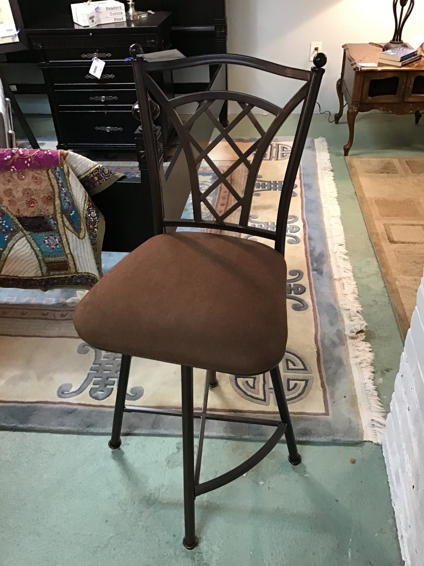 Swivel Metal Bar Stool w Backrest